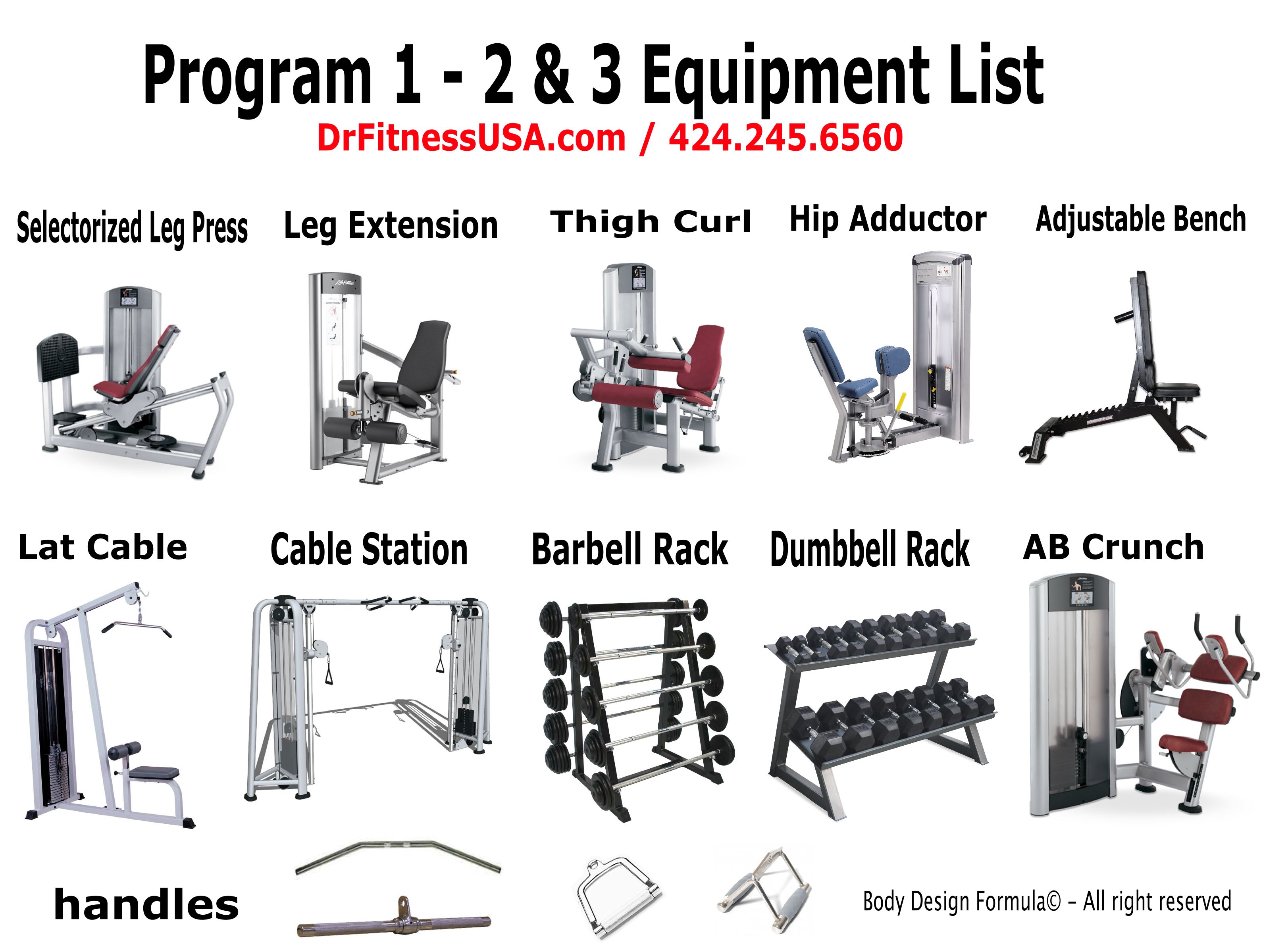 Equipment List Dr Fitness Usa